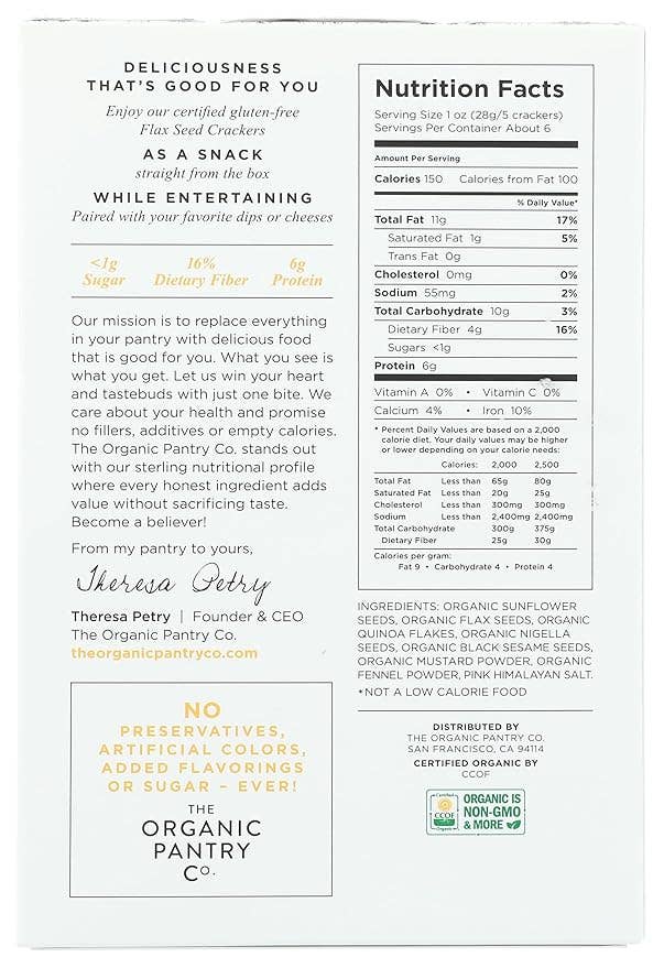The Organic Pantry Sunflower Flaxseed Crackers