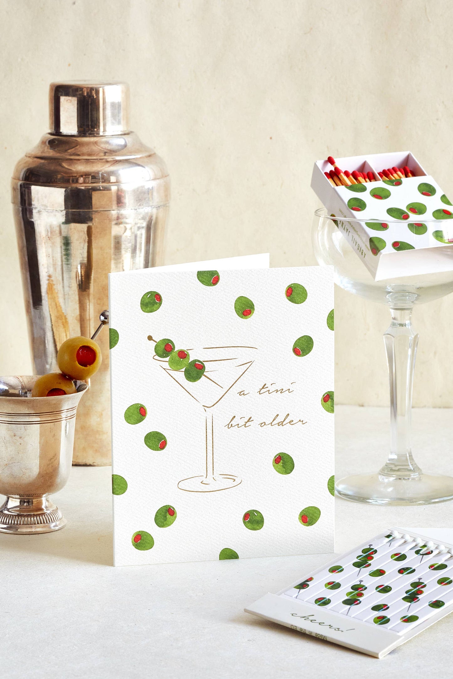 Abigail Jayne Design - Martini Olives Birthday Greeting Card | Birthday Card