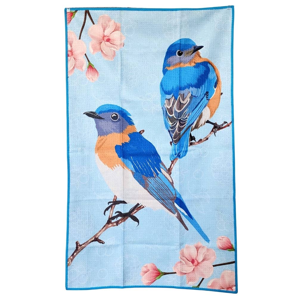 Buzzee - Blue Bird - Dual Sided Tea Towel - Kitchen & Hand Towel