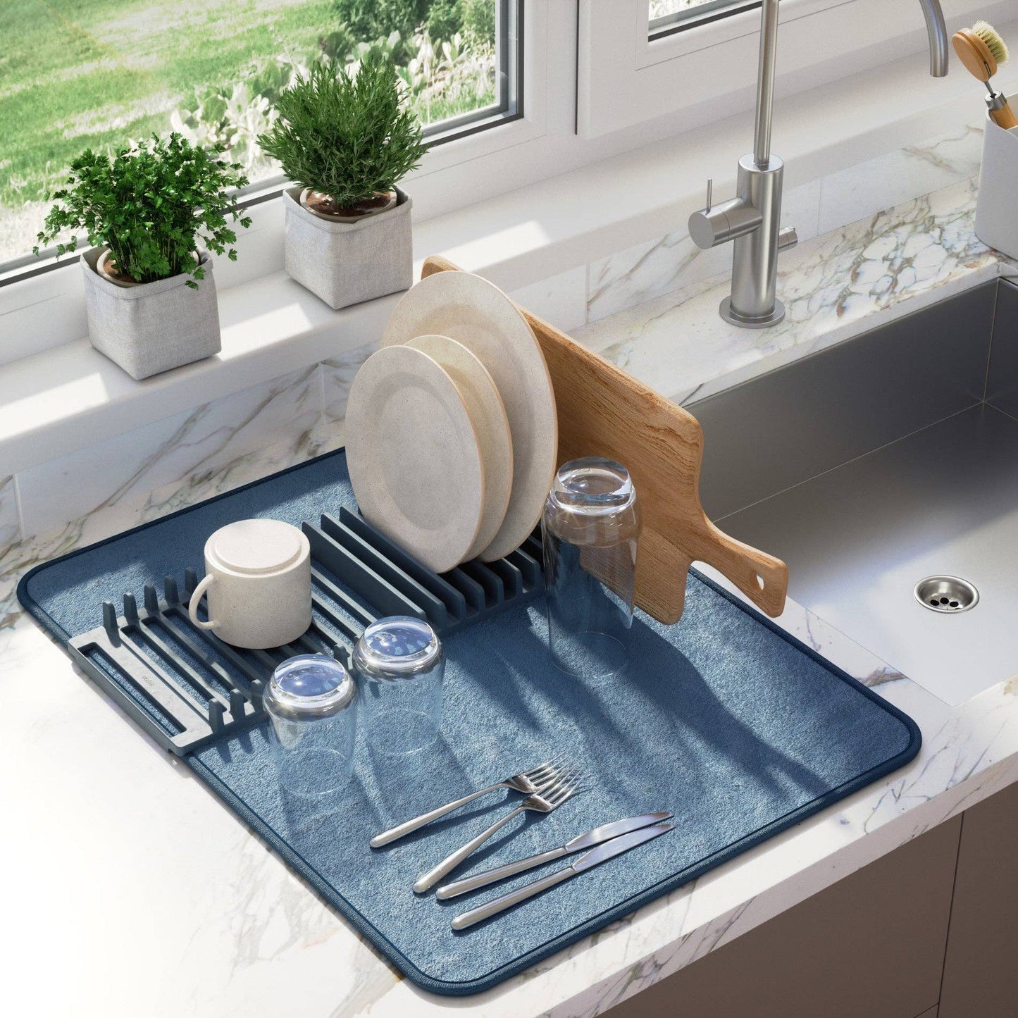 UDry Dish Rack with Drying Mat