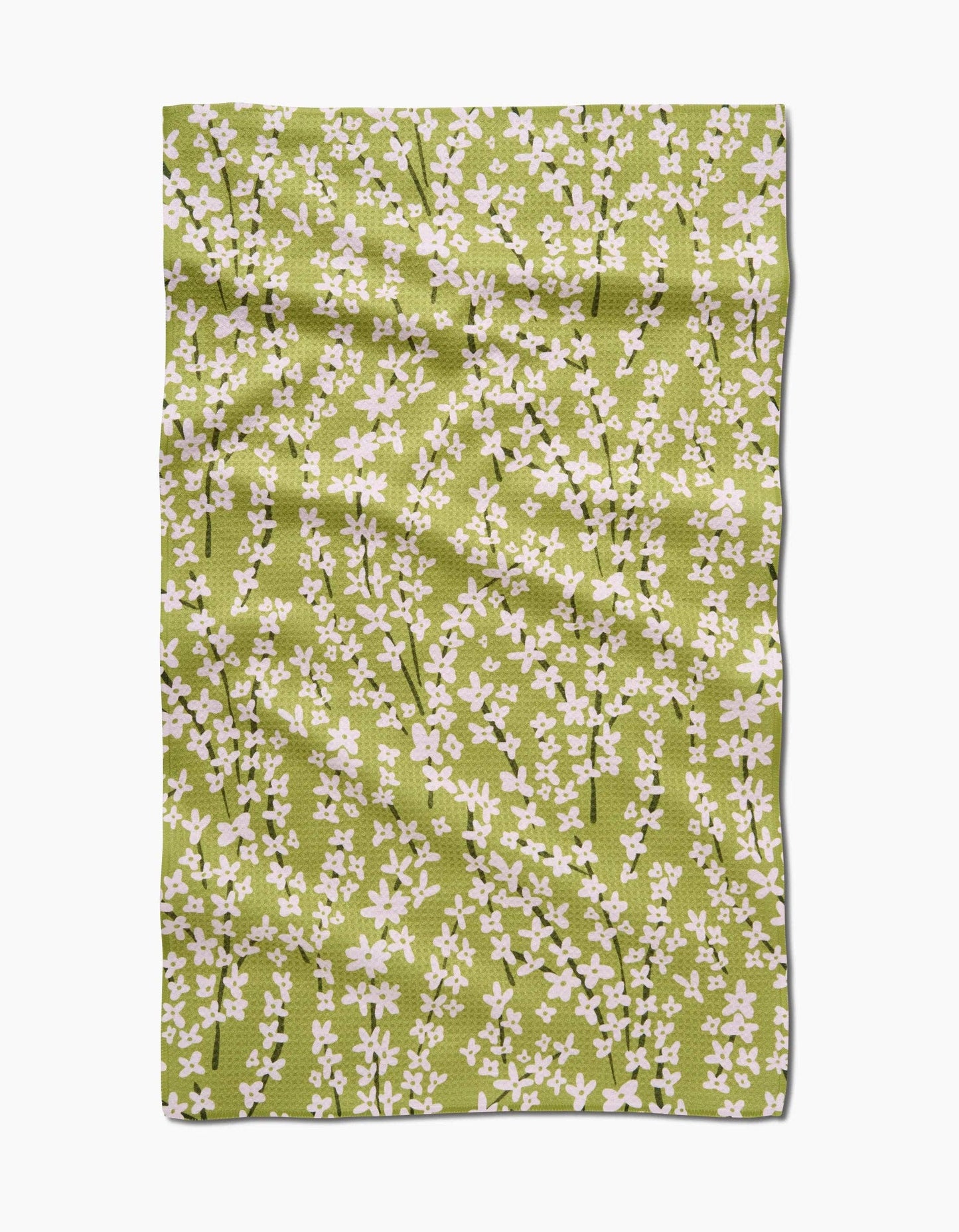 Geometry - Spring Green Forsythia Tea Towel