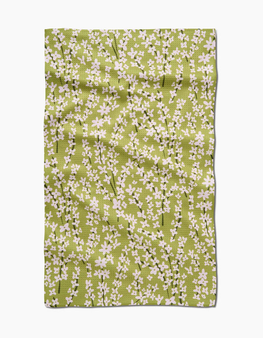 Geometry - Spring Green Forsythia Tea Towel
