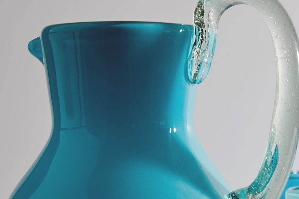 Handblown Glass Pitcher, Aqua