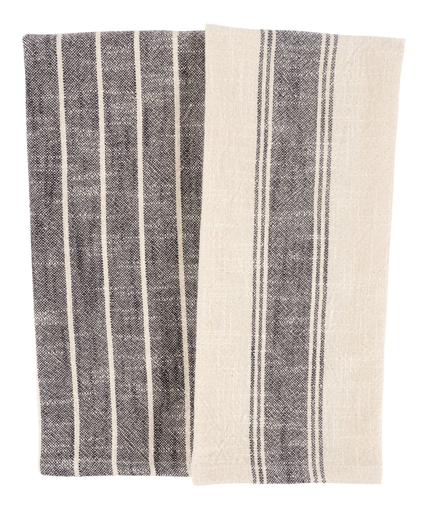 KAF Home Firenze Natural Slubbed Kitchen Towels, 18" x 28", Olive, Set of 2