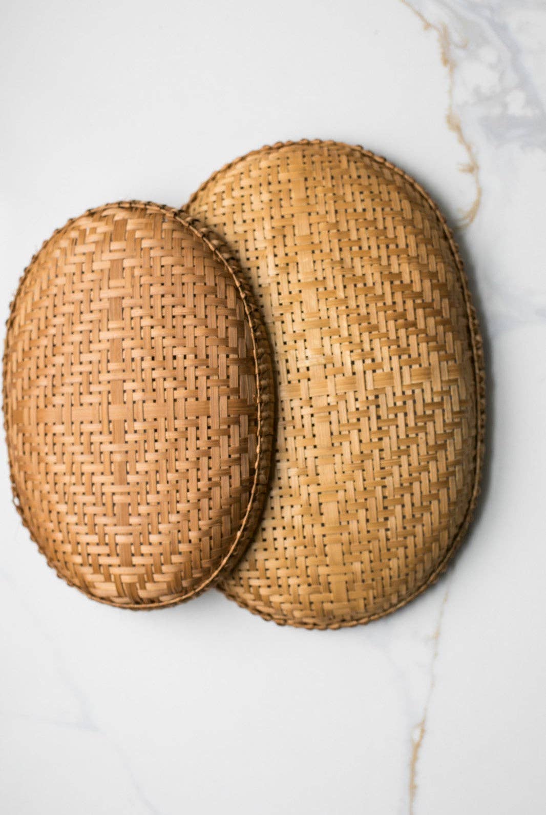 Fodory Smoked Bamboo Woven Basket Tray
