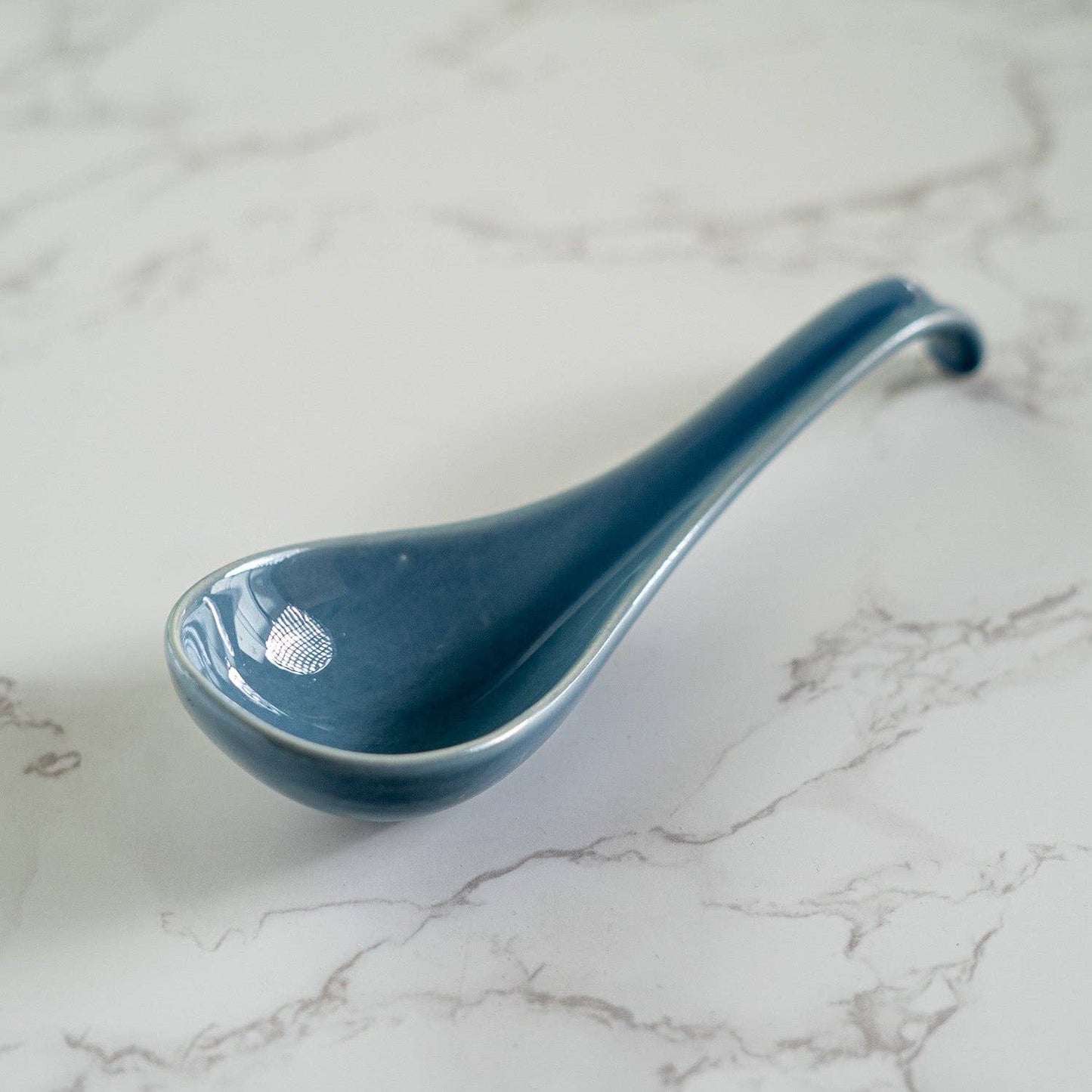 Urban Tokyo Blue Porcelain Soup Spoon, 5.9”