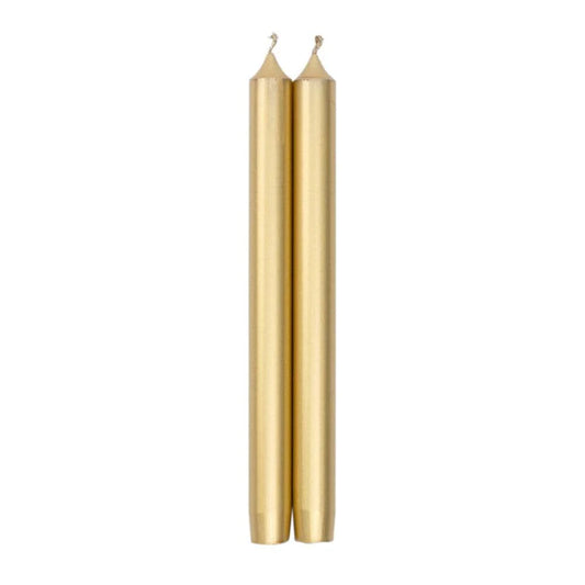 Caspari Straight Taper 10" Candles in Gold, Set of 2