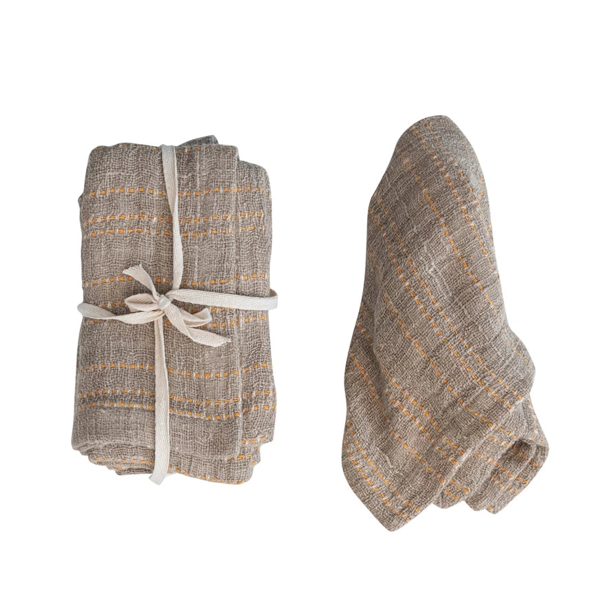 Woven Cotton & Linen Napkins, Set of 4