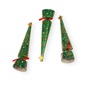 Caspari Merry And Bright Christmas Cone Crackers, Set of 8