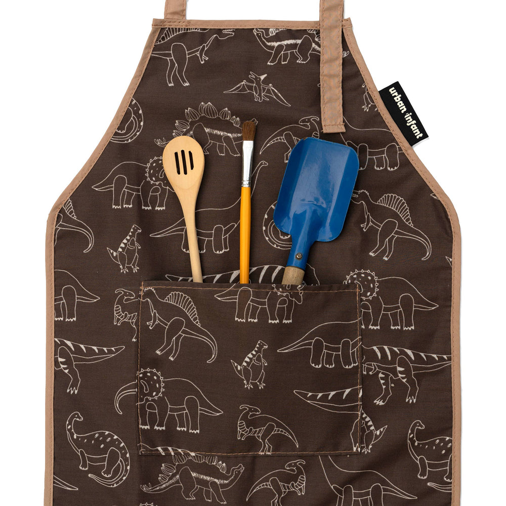 Urban Infant - Little Helper Kids Apron, Washable Cotton/Poly - Dinosaurs