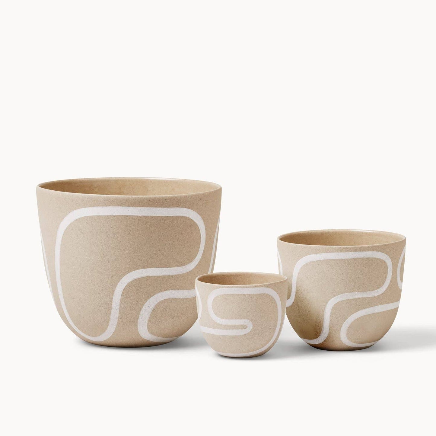 Franca - Stoneware White Outline Planters