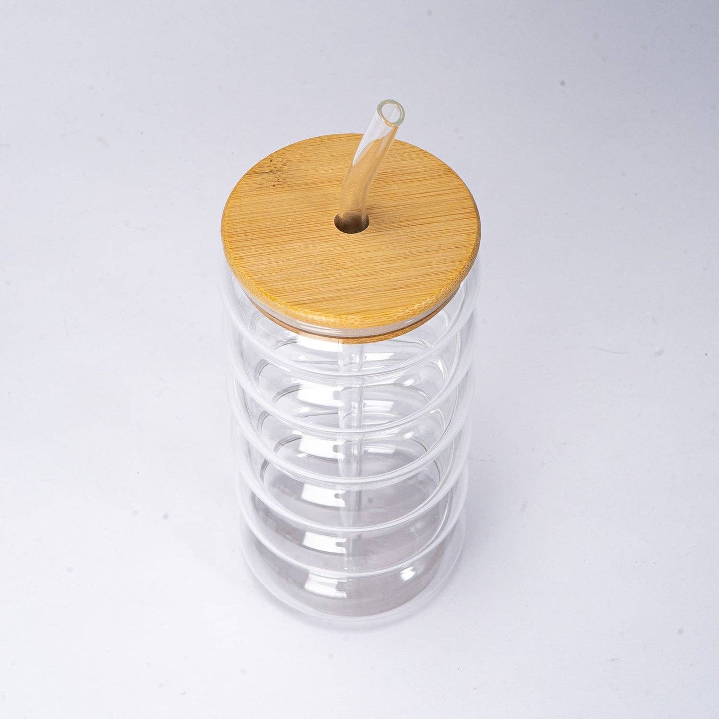 Glass Tea Cup with Lid and Straw, 16oz