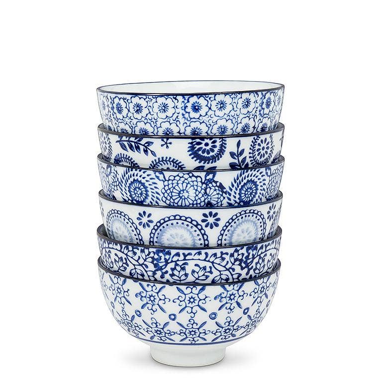 Blue/White Rice Bowl, Assorted, 4"