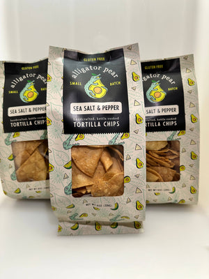 Alligator Pear Foods Sea Salt & Pepper Tortilla Chips, 6oz