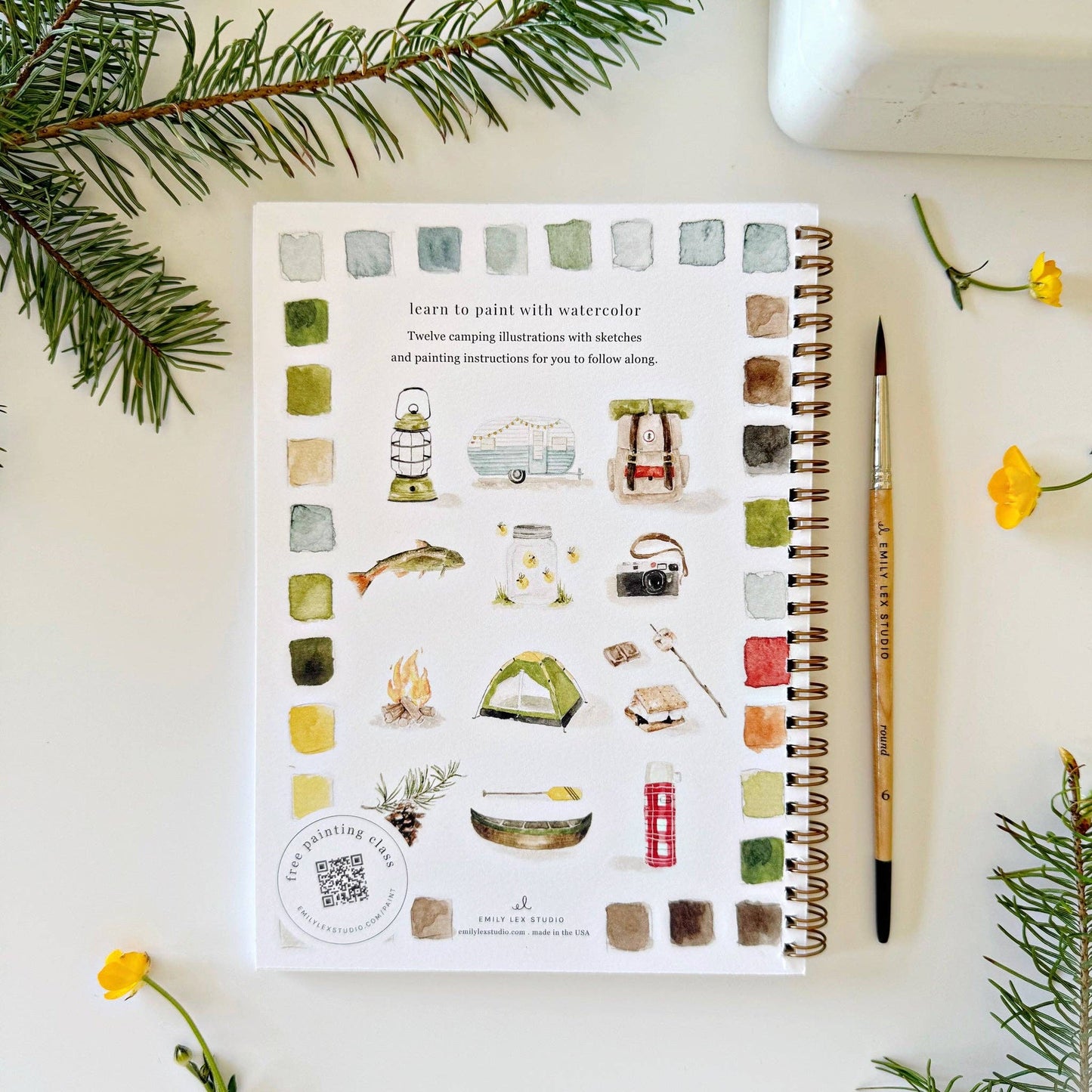 emily lex studio Camping Watercolor Workbook