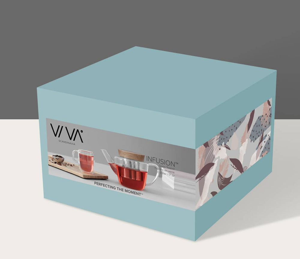 Viva Infusion™ Glass Teapot & Wood Lid w/ Infuser - 17oz / 0.5L