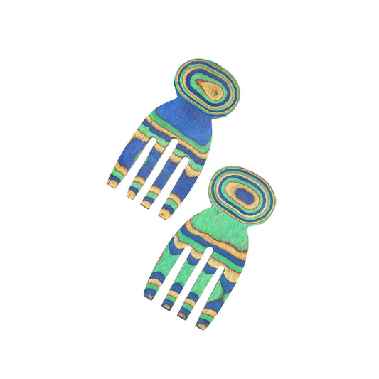 Island Bamboo Pakka Salad Hands - Peacock, 5”