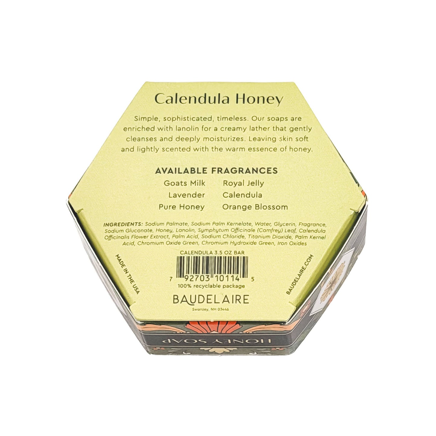 Baudelaire Calendula Honey Soap, 3.5oz