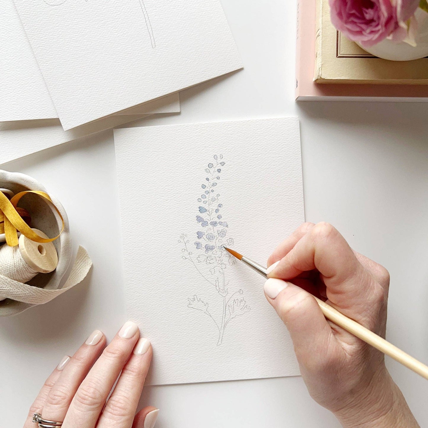 emily lex studio Garden Flowers Paintable Watercolor Notecard Set