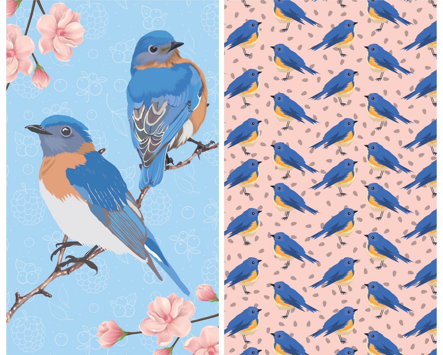 Buzzee - Blue Bird - Dual Sided Tea Towel - Kitchen & Hand Towel