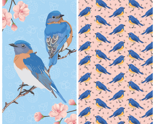 Buzzee - Blue Bird - Dual Sided Tea Towel - Kitchen & Hand Towel