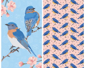 Buzzee - Blue Bird - Dual Sided Tea Towel - Kitchen & Hand Towel