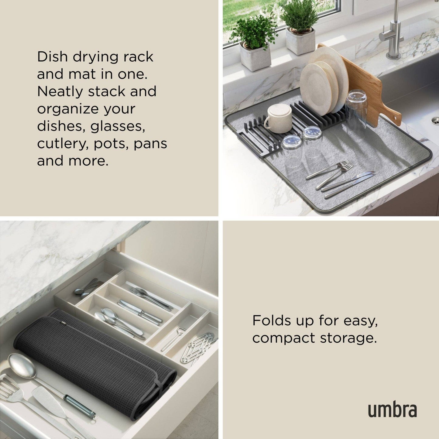 UDry Dish Rack with Drying Mat