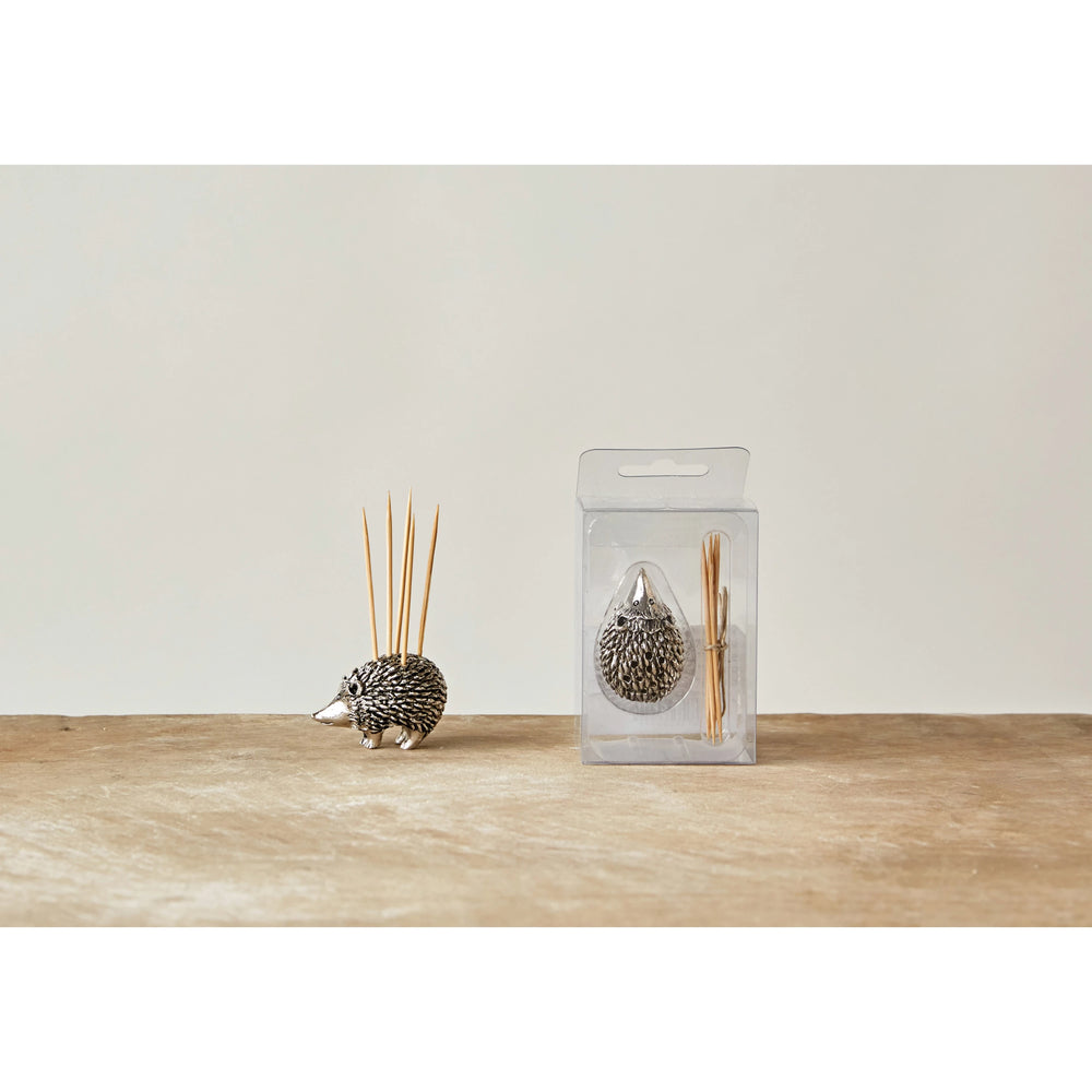 Hedgehog Toothpick Holder Toothpicks - Set of 6