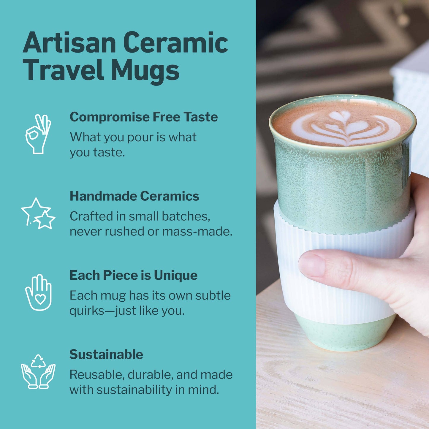 Nova Ceramics Emerald Ceramic Travel Mug, 16oz