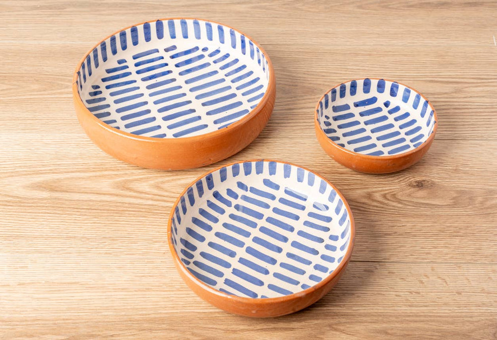 Moroccan Nesting Dish Set, Blue Stripe