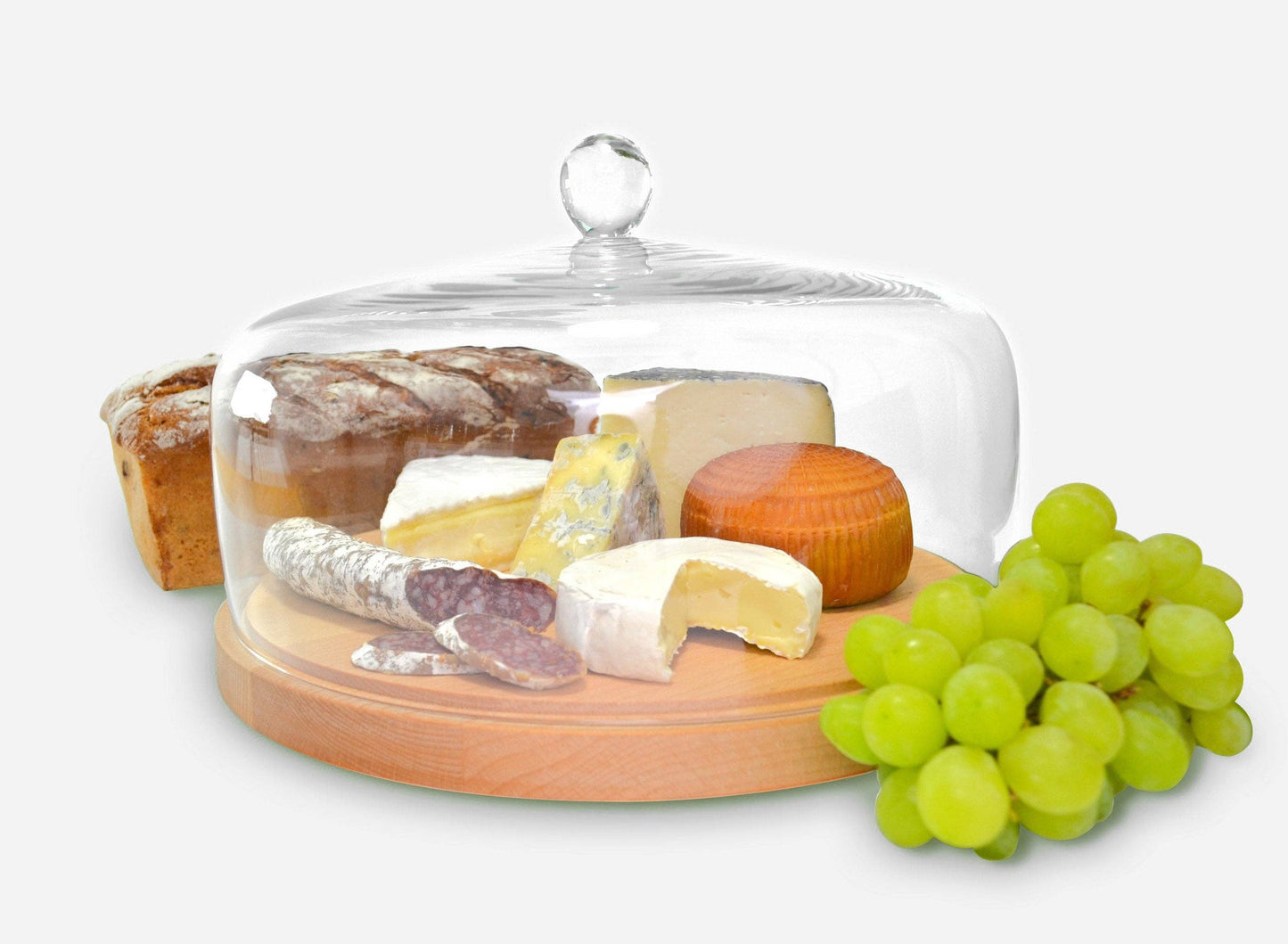 Barski Cake Dome with Wood Plate, 12.2"D