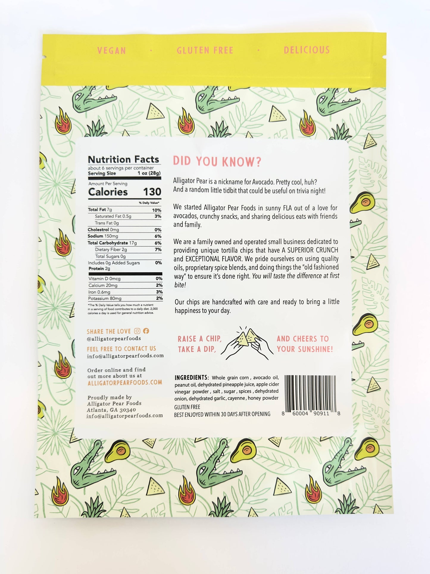 Alligator Pear Food Sweet Heat Tortilla Chips, 6 oz