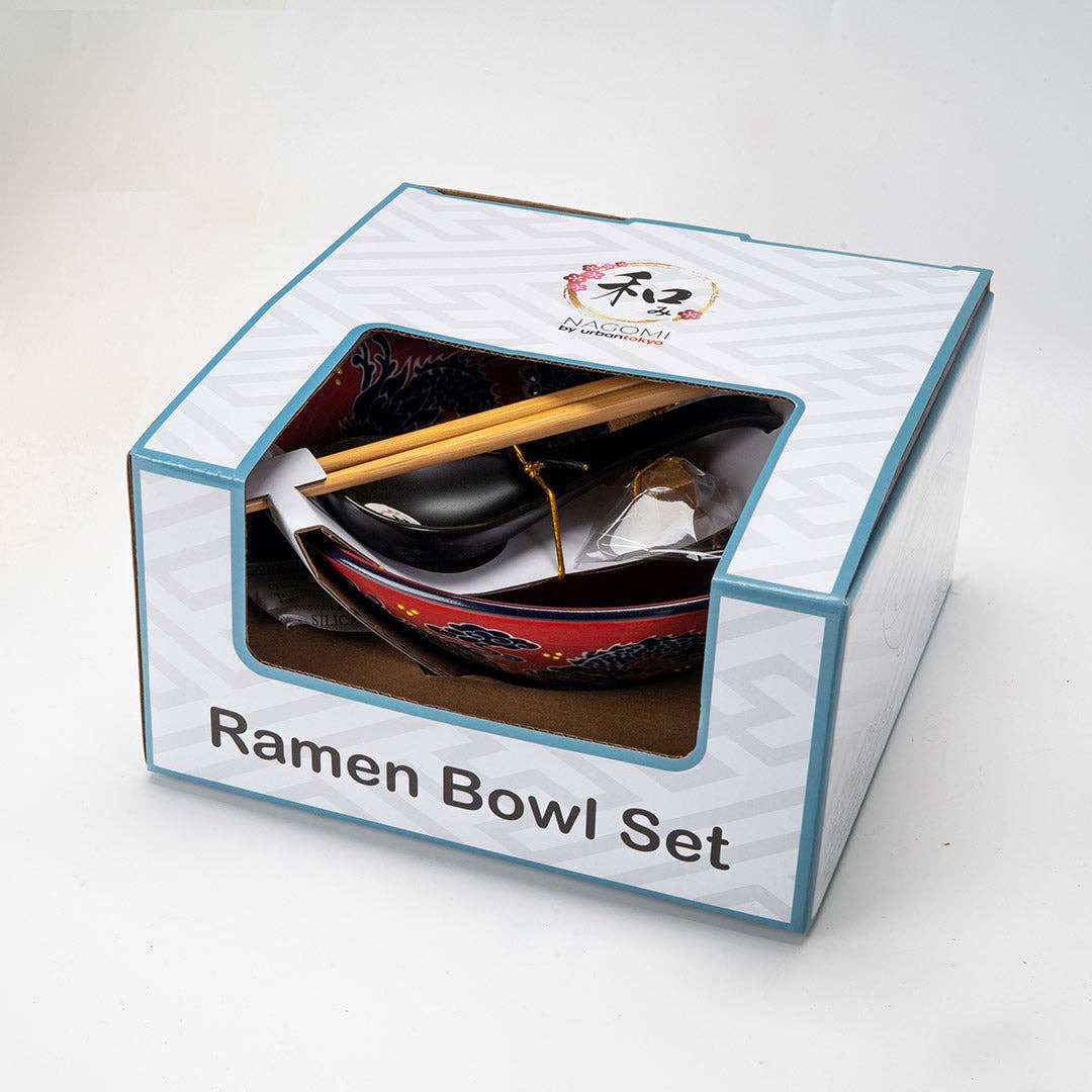 Urban Tokyo Bowl With Chopsticks, Spoon and Chopstick Rest Set, Dragon