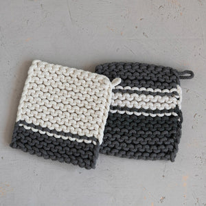 Square Cotton Crocheted Pot Holder - 8"