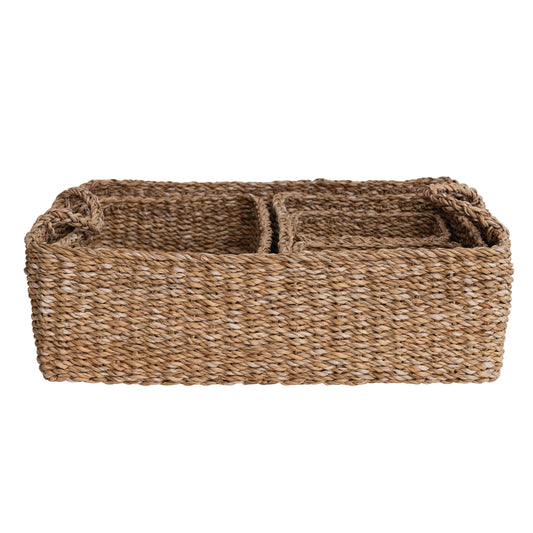 Hand-Woven Seagrass Basket with Handles