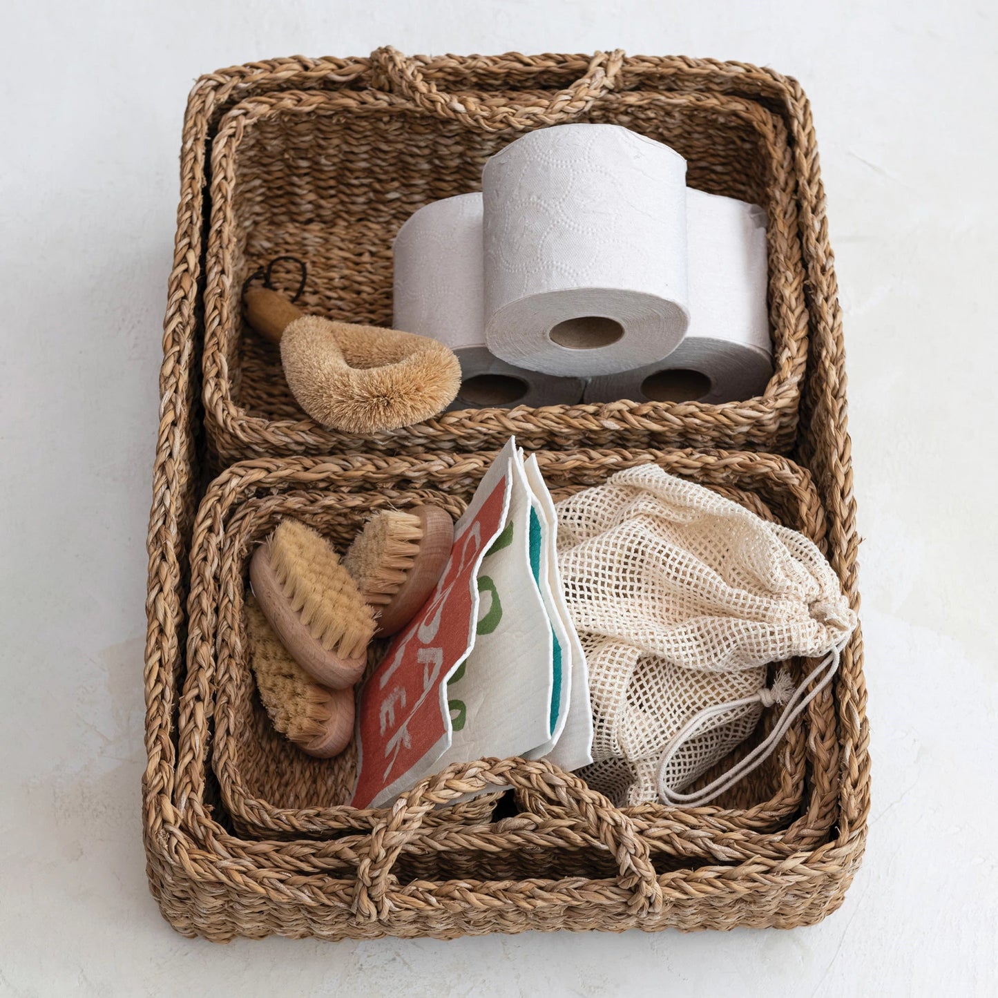 Hand-Woven Seagrass Basket with Handles