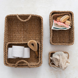 Hand-Woven Seagrass Basket with Handles