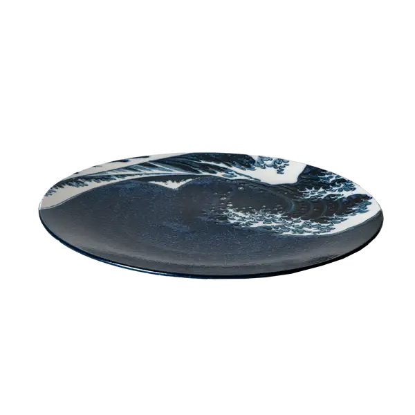 Urban Tokyo Kanagawa Great Wave Porcelain Round Dinner Plate, 10”