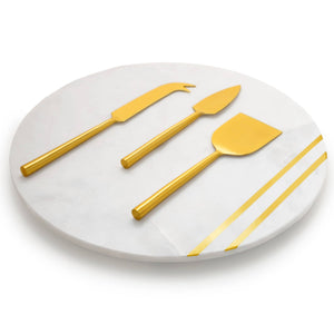 Bavaria Marble Cheese Board with Gold Knives