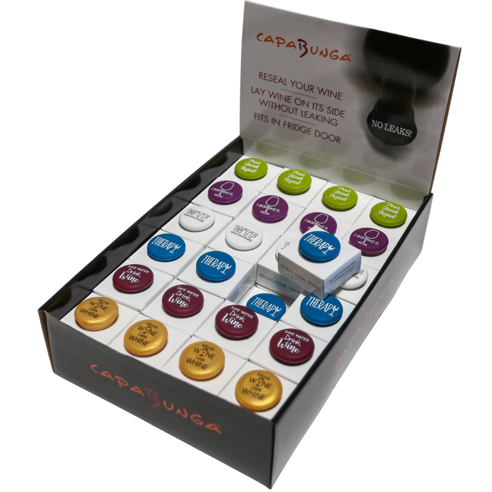 CapaBunga® - Wine Cap Counter Display | Bestselling Wine Stoppers