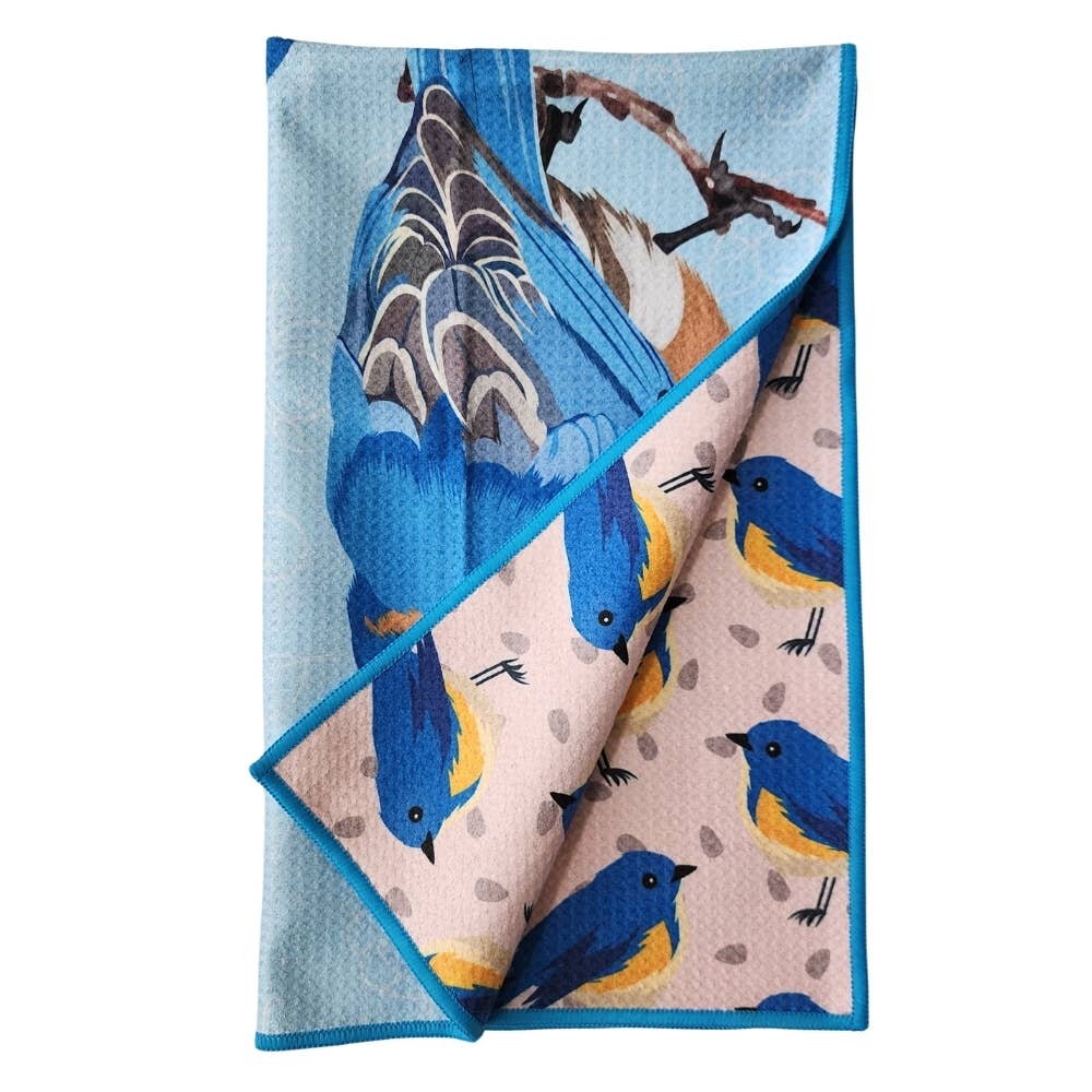 Buzzee - Blue Bird - Dual Sided Tea Towel - Kitchen & Hand Towel