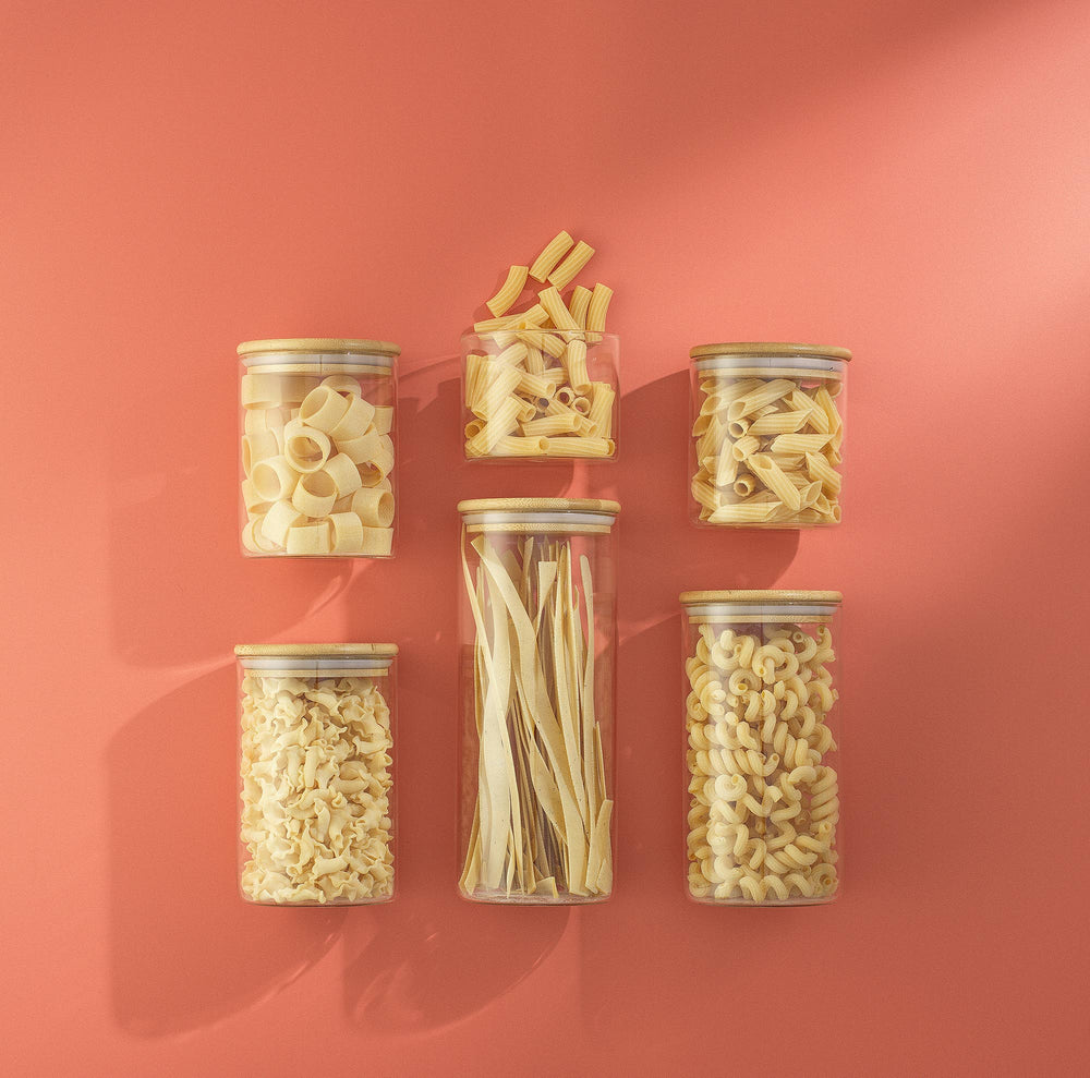 JoyJolt - Glass Storage Jars with Airtight Bamboo Lids - Set of 6