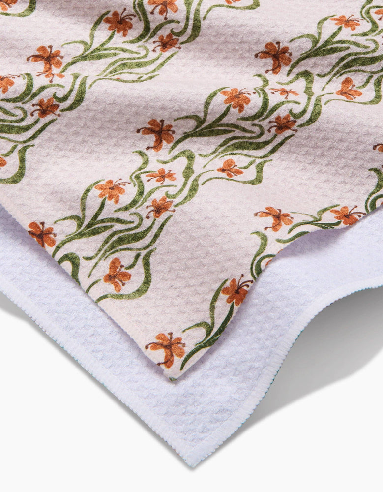 Geometry - Floral Fall Stripe Tea Towel