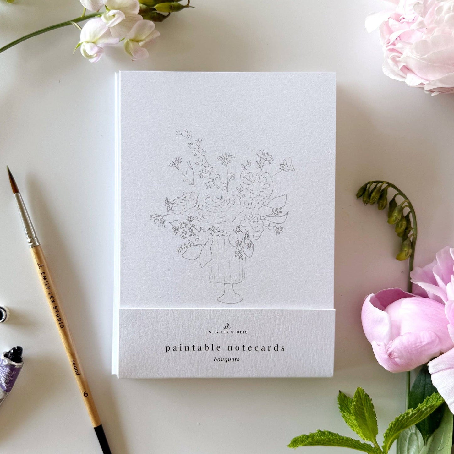 emily lex studio Bouquets Paintable Notecards