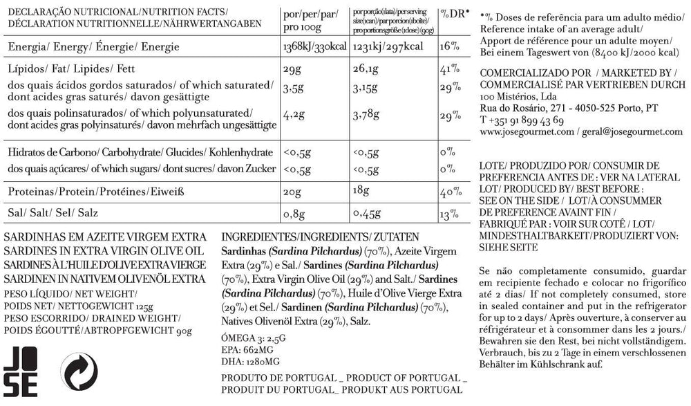 José Gourmet - Jose Gourmet Sardines in Extra Virgin Olive Oil, 125g