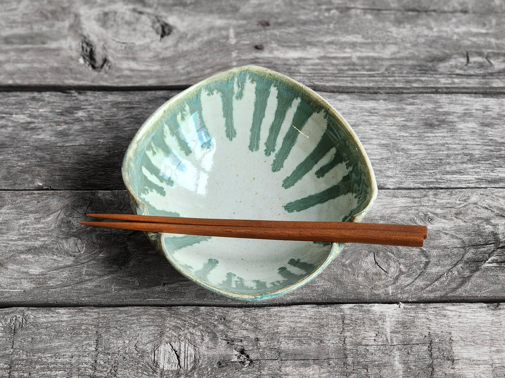 Ceramic Ramen & Chopstick Bowl, Squared Off Edge Style