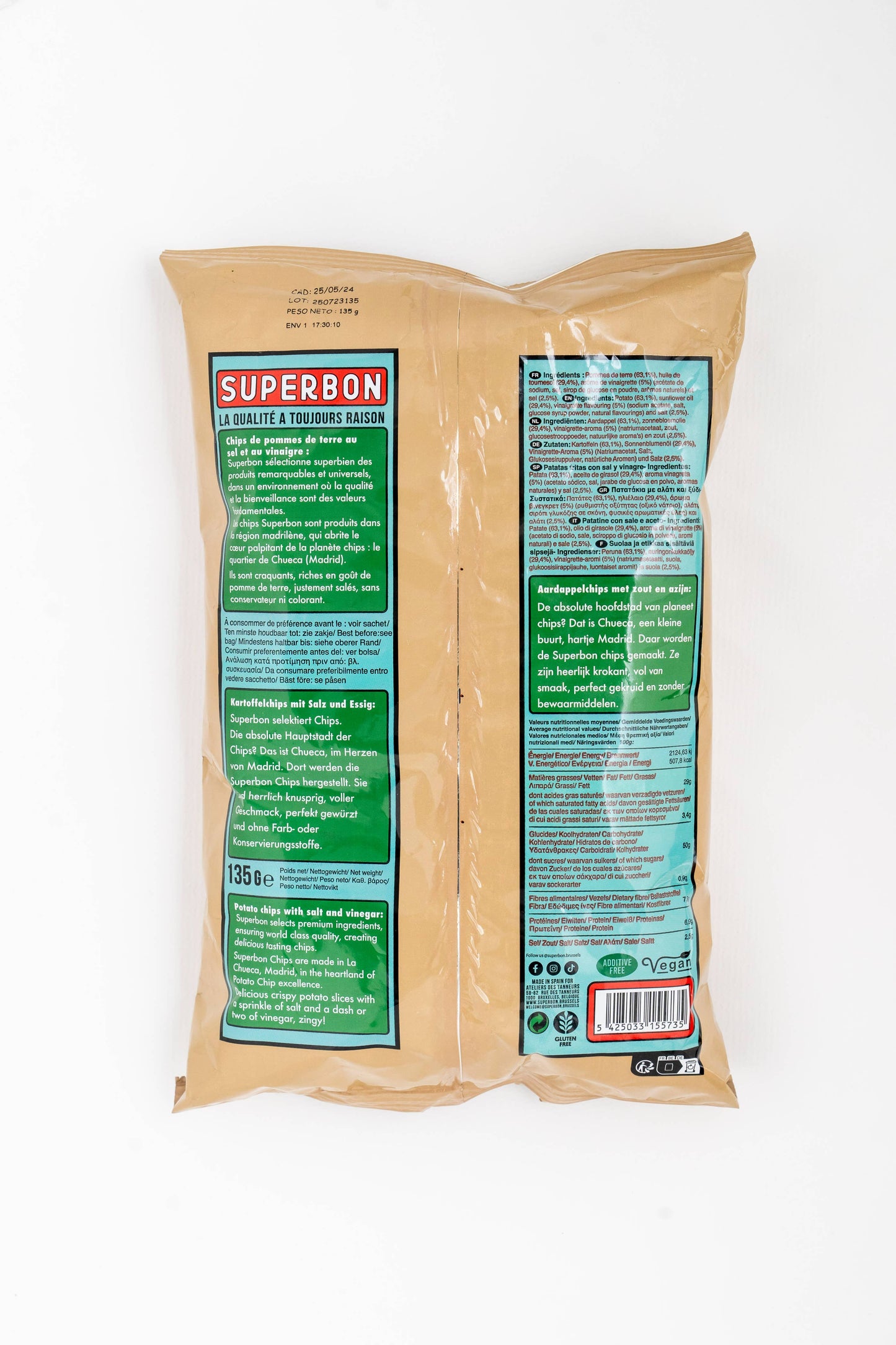Superbon Chips de Madrid - Salt & Vinegar Potato Chips 135g