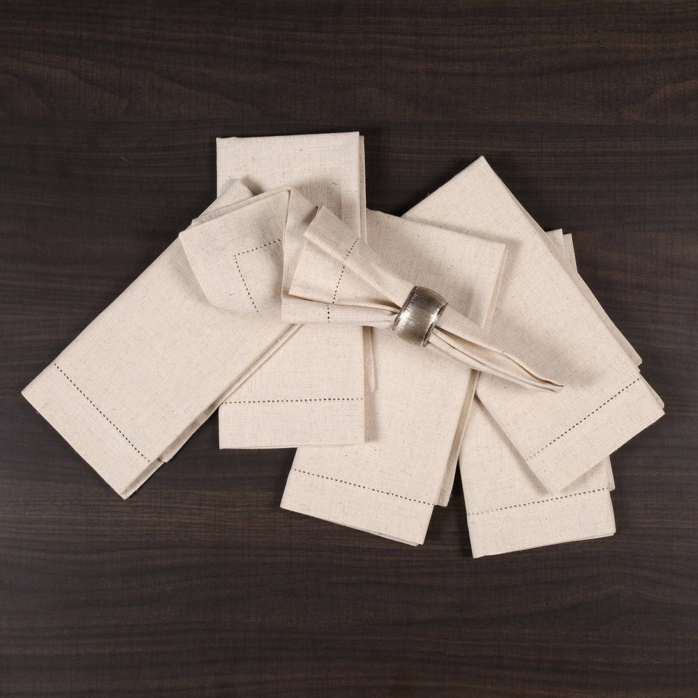 Flax Linen Natural Beige Cotton Cloth Napkin, 18x18, Set of 12
