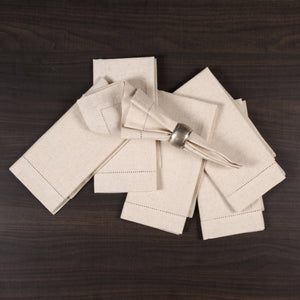 Flax Linen Natural Beige Cotton Cloth Napkin, 18x18, Set of 12
