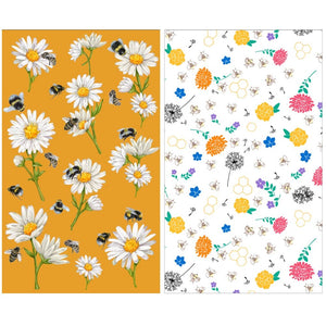 Buzzee - BEES & DAISIES- 18" x 30" Waffle weave towel